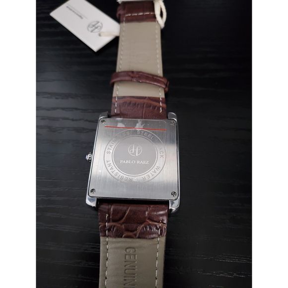 🔥NEW IN BOX! - Pablo Raez‎ 40mm Brown Leather Men's Tank Watch - Picture 4 of 6